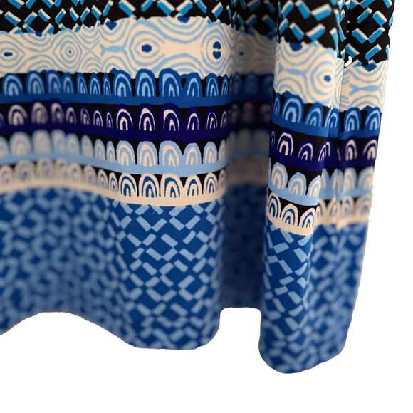 Donna Morgan Dress sz 10 Stretch Retro Boho Blue Midi 3/4 Sleeve Cruise Vacation - Picture 5 of 7